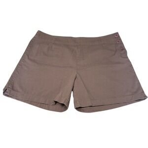 Boden Womens Brown 100% Cotton Chino Shorts Side Button Flat Front‎ Sz 14 C719